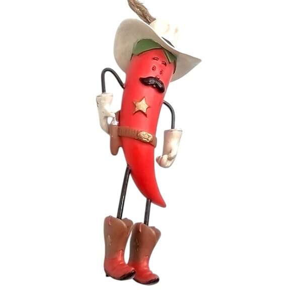 Cowboy Chili Pepper Ornament With Hat & Boots Western Southwestern Figurine 4.5" - Picture 2 of 7